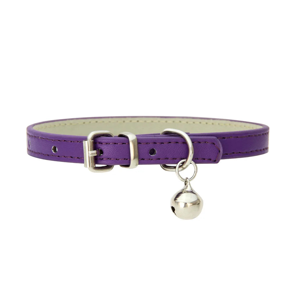 Dog Collar Pu Leather Collar Leash Pet Dog Collar Pet Supplies Cat Collar with Bells Dog Collar Chihuahua Dog Collar Cat Collar