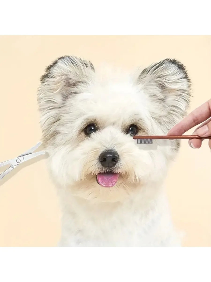 Pet Woodiness Facial Cleaning Comb Removes Tear Stains Eye-poop Comb Dog Hair Repair Scissors Cat Hair Comb Pet Clean Supplies