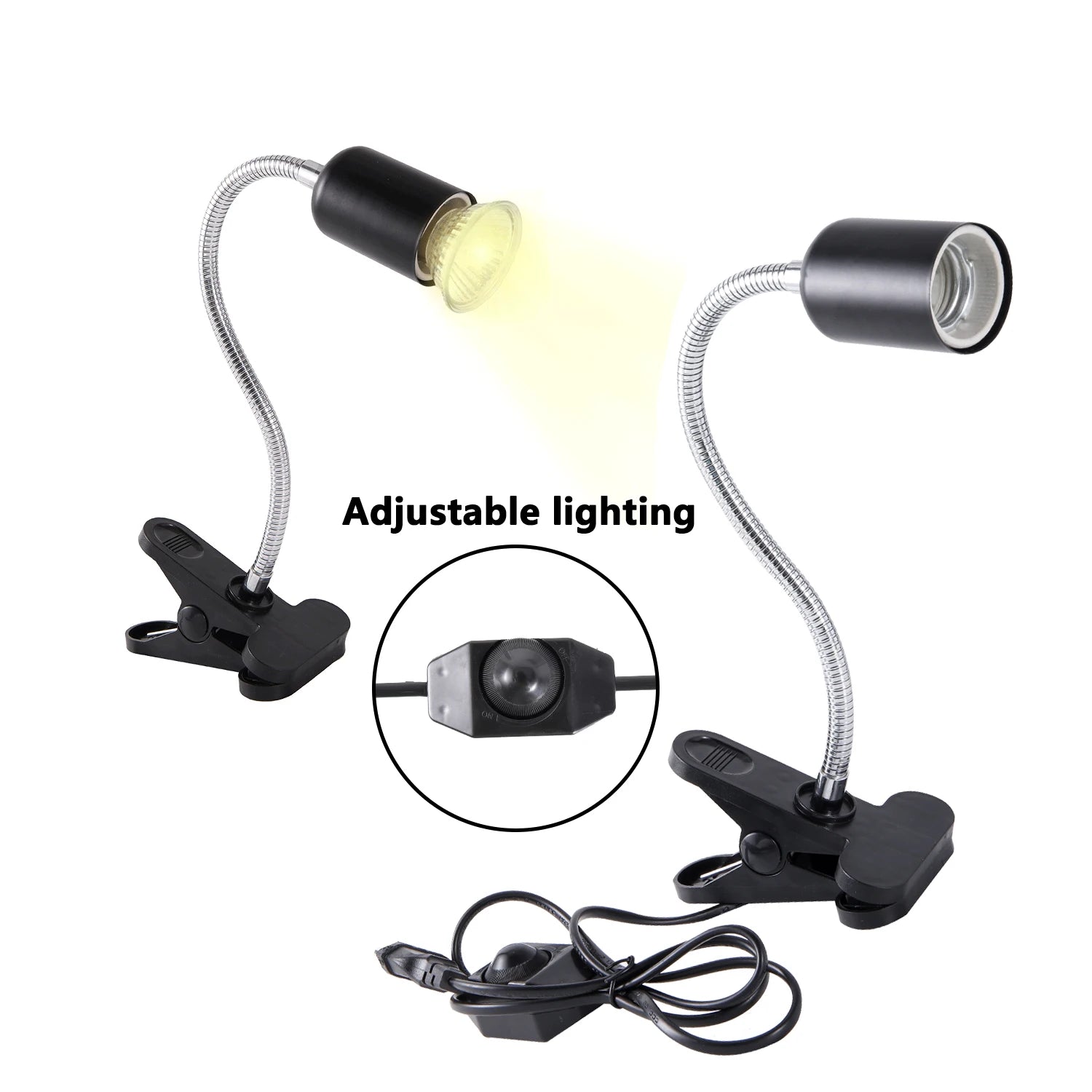 E27 360° Revolving Light Stand EU Lamp Holder Adjustable Brightness LED UVA Heat Lamp Clip For Reptile Pet Turtle Back Light