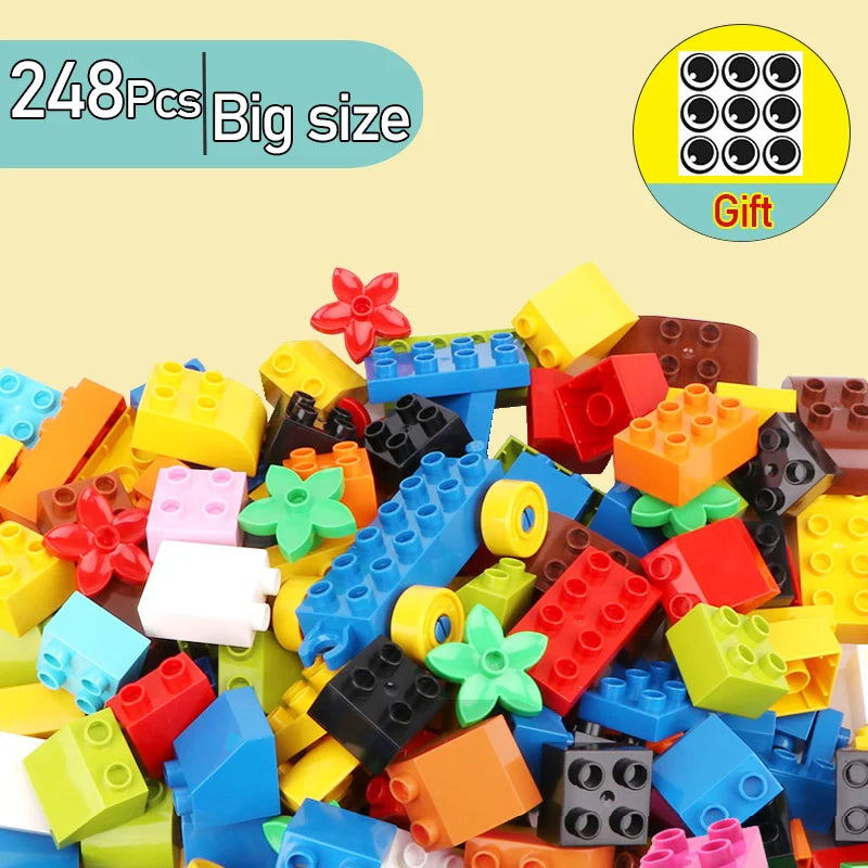 62-310 pieces DIY Building Blocks Bulk Compatible with Duplo Animals Marble Run City Classic Bricks Assembly Model Kids Toys