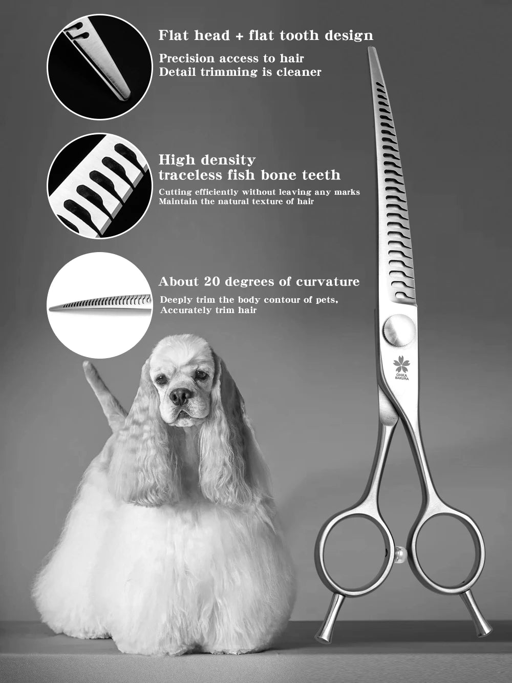 Bending Magic Scissors Professional Pet Beauty Scissors Beautician's Shop for Trimming VG10 steel Natural Trimming 7.25 inch