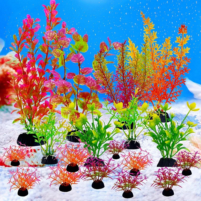 18PC Fish Tank Simulation Plant Aquarium Artificial Decor Plants Ornament Water Grass Fish Bowl Plastic Decoration