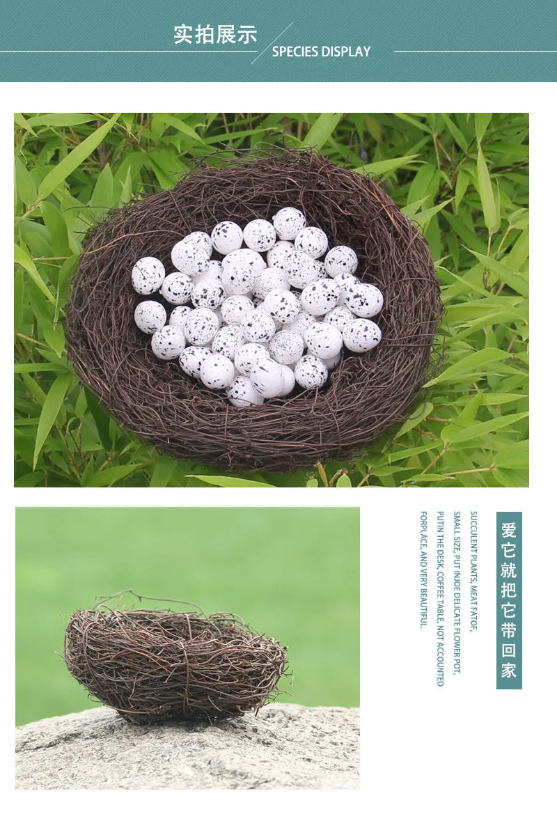 Round Rattan Bird Nest Easter Handmade DIY Craft Vine Simulation Bird Nest Egg Decor Props Home Garden Window bird house