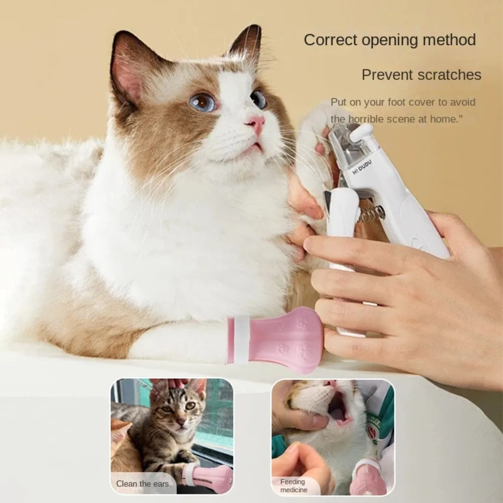 4PCS Adjustable Cat Foot Cover Silicone Multi-Color Anti-Scratch Cat Shoes Waterproof Cat Claw Protector Pet Grooming