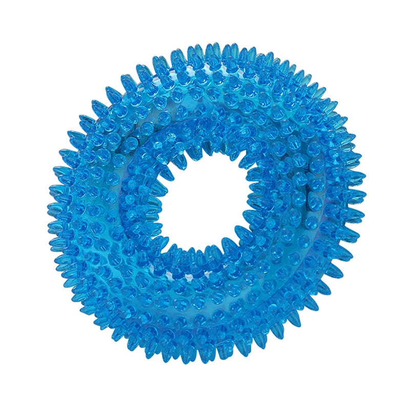 Strong Donut TPR Pet Dog Chew Toys with Squeak for Small Medium Dogs French Bulldog Corgi Border Shepherd Puppy Pets Accessories