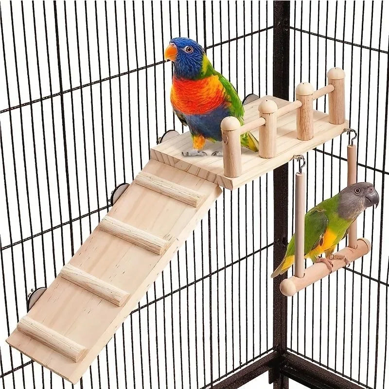 Chewable Parrot Chew Toy Cotton Rope Birds Toy Bite Bridge Bird Tearing Toys Cockatiels Training Hang Swings Birds Cage Supplies