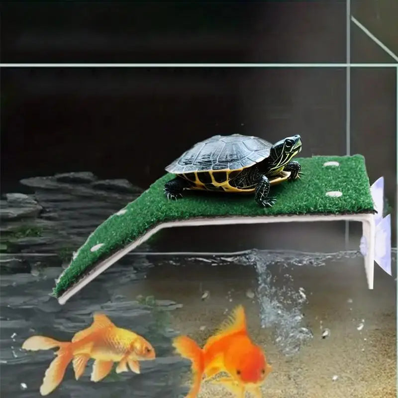 Turtle Dock For Aquarium Pet Turtle Tank Basking Land Reptile Ramp Decoration Simulation Grass Animal Resting Area For Hotel