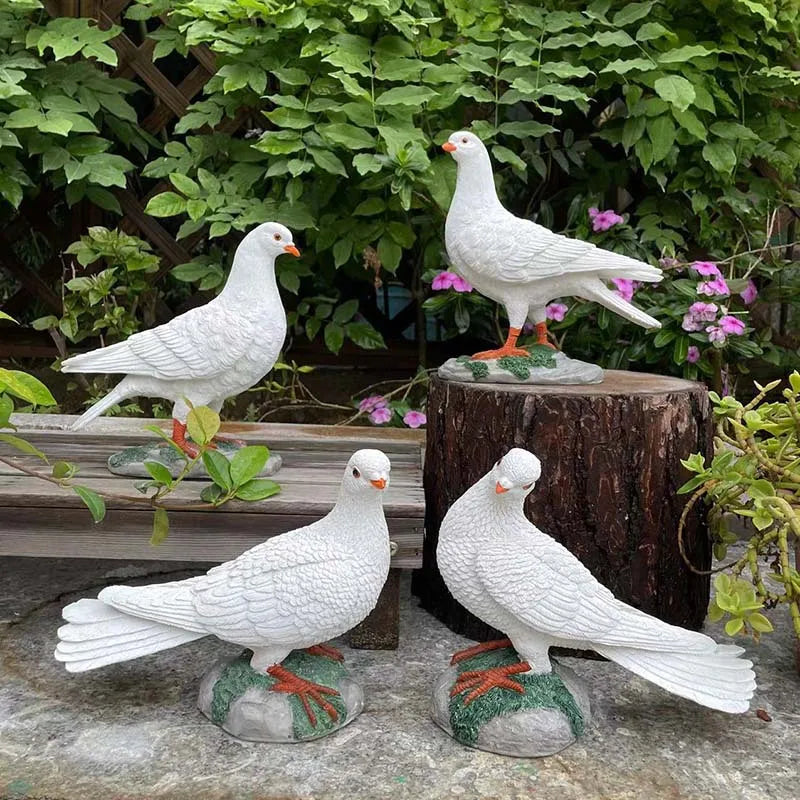 Outdoor garden simulation animal white dove model, garden decoration prop, resin simulation pigeon figurine