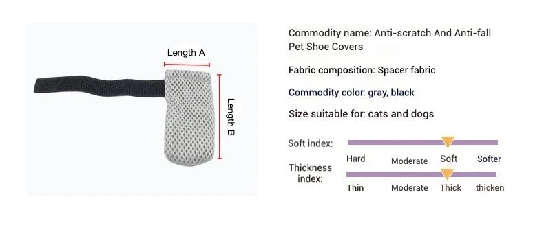 Cat Socks Anti-Scratch Protective Cats Shoes Soft Breathable Home Pet Booties With Secure Velcro Fit Noise Free Pet Supplies