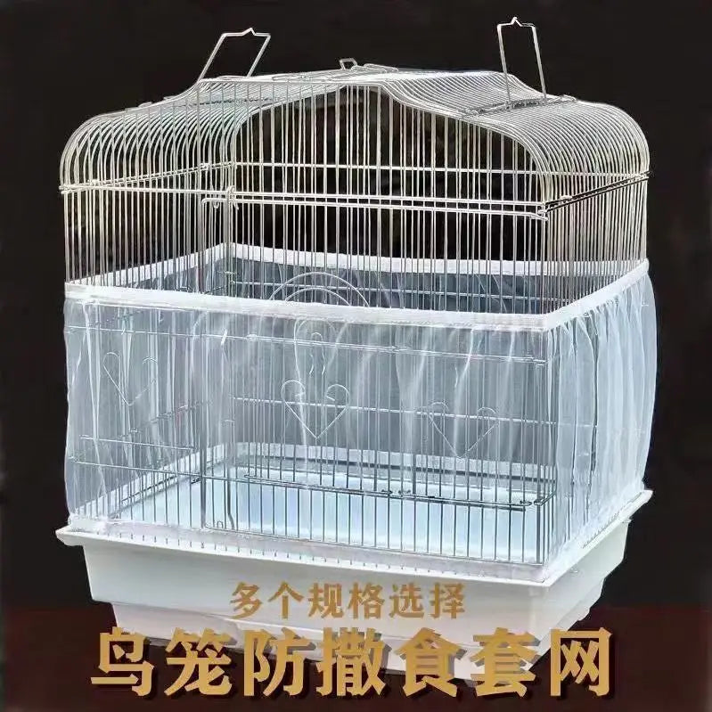 Mesh Bird Cage Cover Shell Skirt Net Easy Cleaning Catcher Guard Bird Cage Stretchy Mesh Parrot Bird Cage Net Jaula Para Pajaros