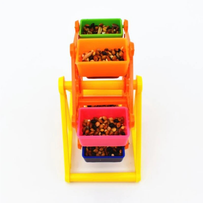 Bird Foraging Toys Creative Parrot Feeder Rotate Training Toys Intelligence Growth Cage Colorful Pecking Windmill Toy