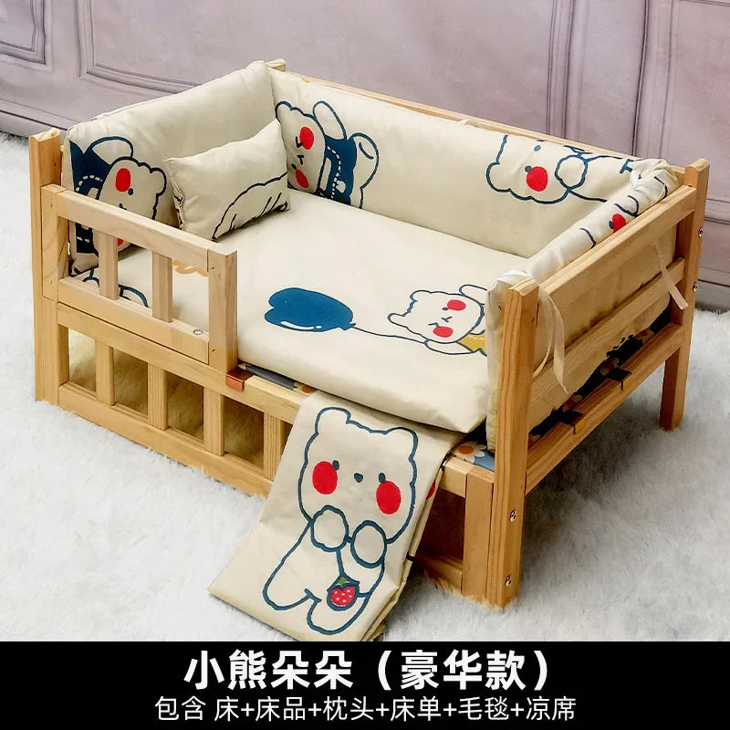 Off the Ground Solid Wood Pet Bed Four Season Universal Dog Bed Small to Large Teddy Bed at Special Price