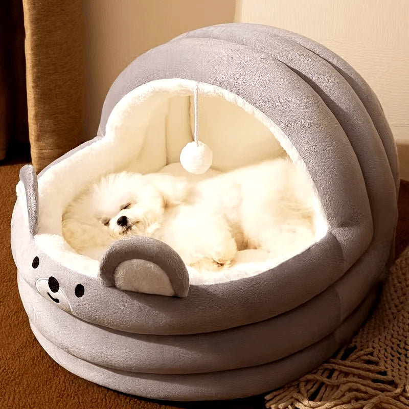 2-in-1 Thermal Cat Cave & Outdoor Condo -  Removable Mat with Waterproof Base | All-Weather Shelter for Cats