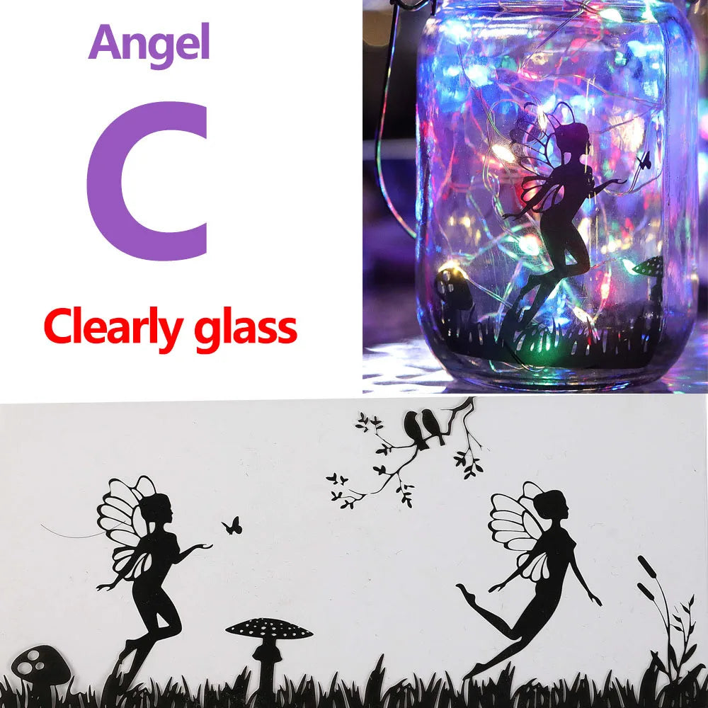 Portable Solar Lantern, Fairy Lights, Garden Ornament Outdoor Hanging Frosted TreeTable, Yard, Patio, Lawn, Glass Mason Jar Lamp