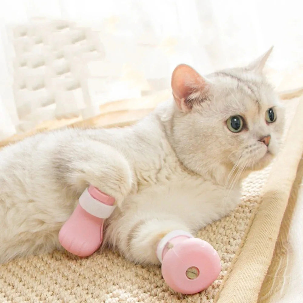 Adjustable Silicone Anti-scratch Cat Foot Shoes for Grooming Bath Washing Claw Cover Socks Cut Nails Protector Pet Grooming Tool