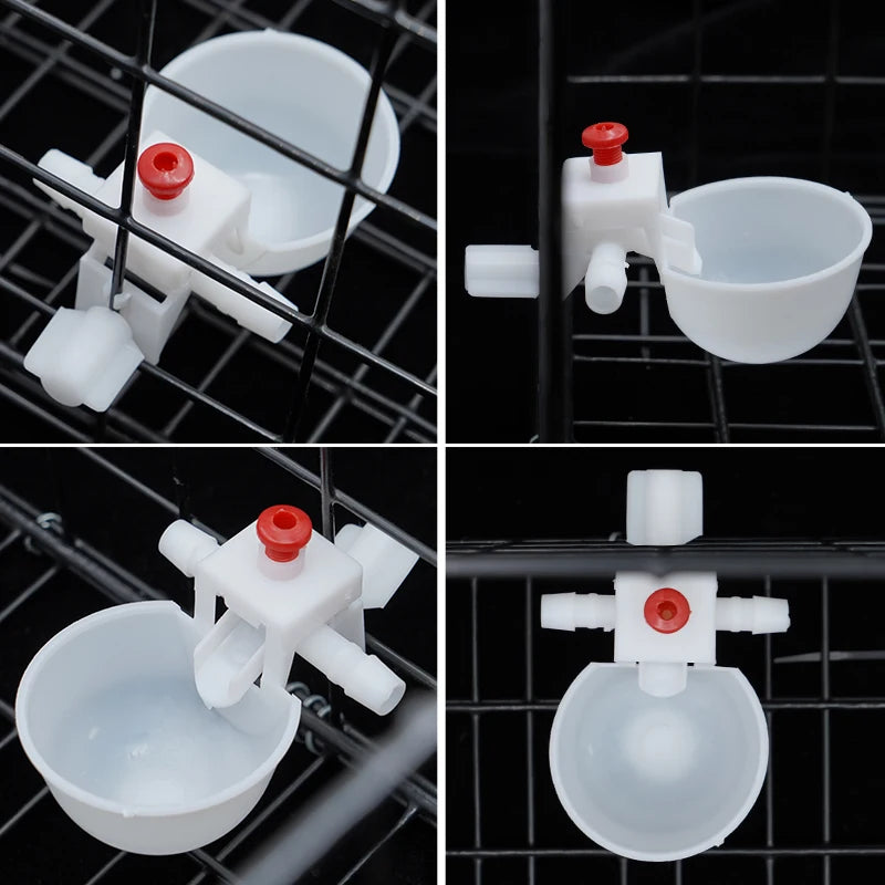 6/12Pcs Adjustable Poultry Drinker Bowl Plastic Automatic Pigeon Water Cups for Chikens Bird 9.5mm Water Drinking Fountain