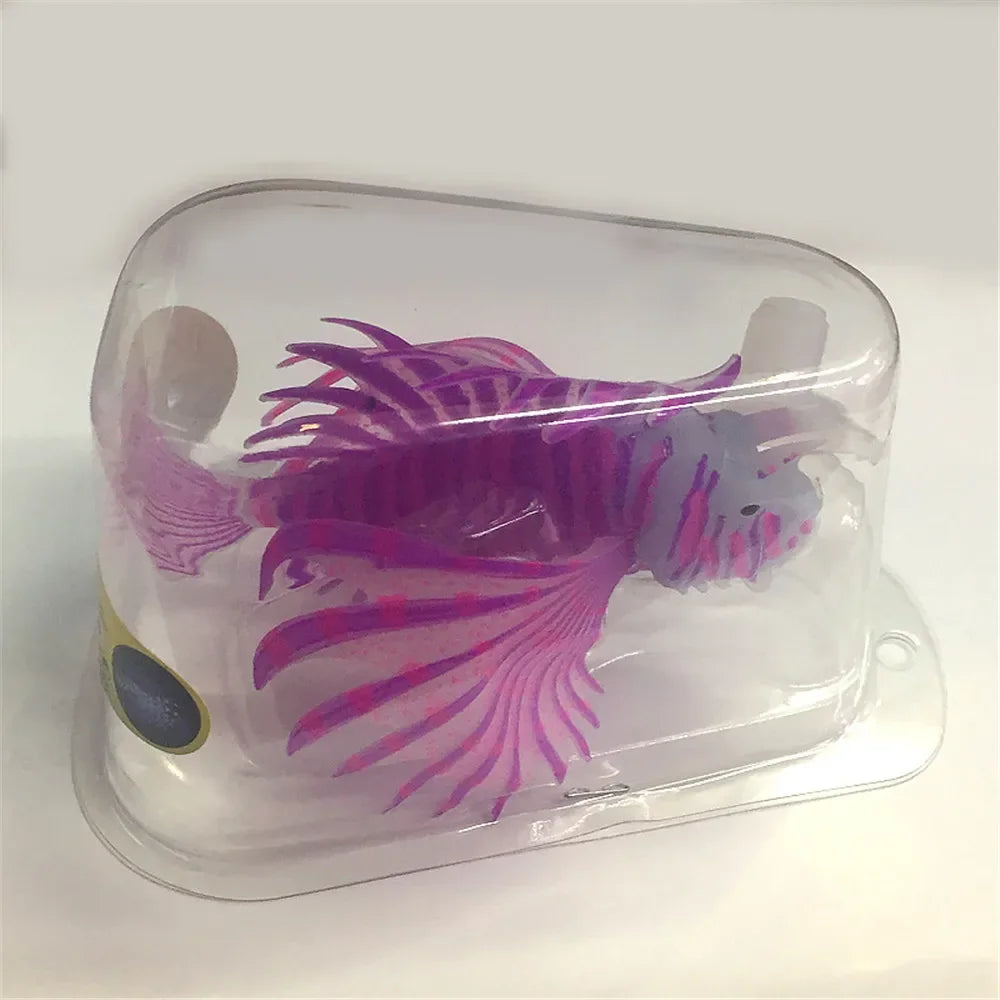 Artificial Luminous Lionfish Fish Silicone Fake Fish Floating Glow In Dark Aquarium Tank Landscape Ornament Home Decoration