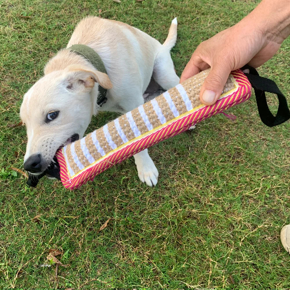 Durable Dog Training Tug of War Interactive Dogs Jute Bite Pillow Sleeve Chewing Toys for Malinois German Shepherd Pet Play Toy
