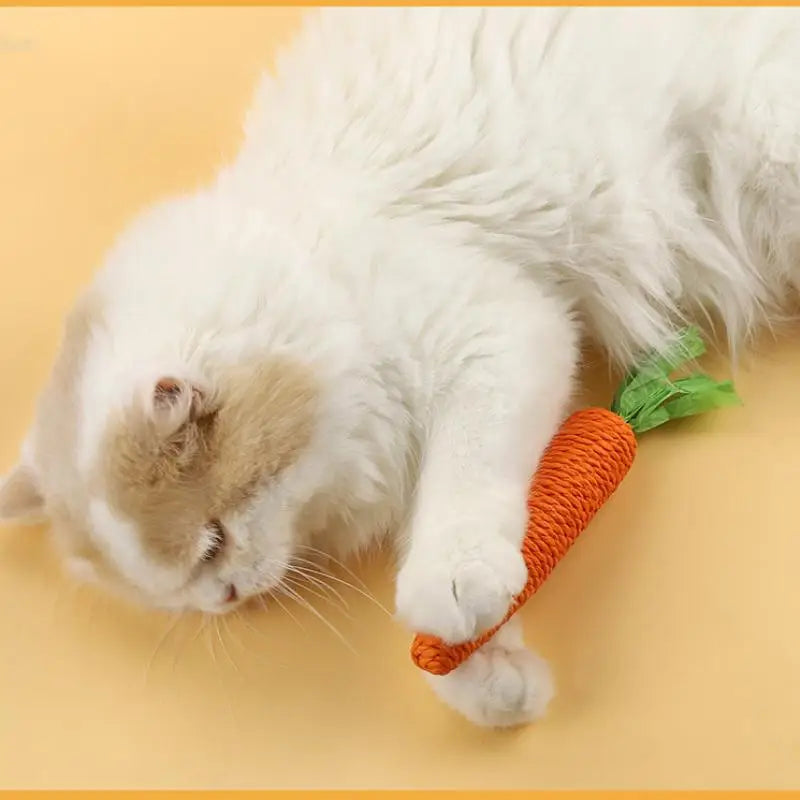 Cat Toy Carrot Sound Bite Resistant Paper Rope Clean Teeth Interactive Chew Toys Cat Kitten Built-in Bell Small Animals Pet Toys