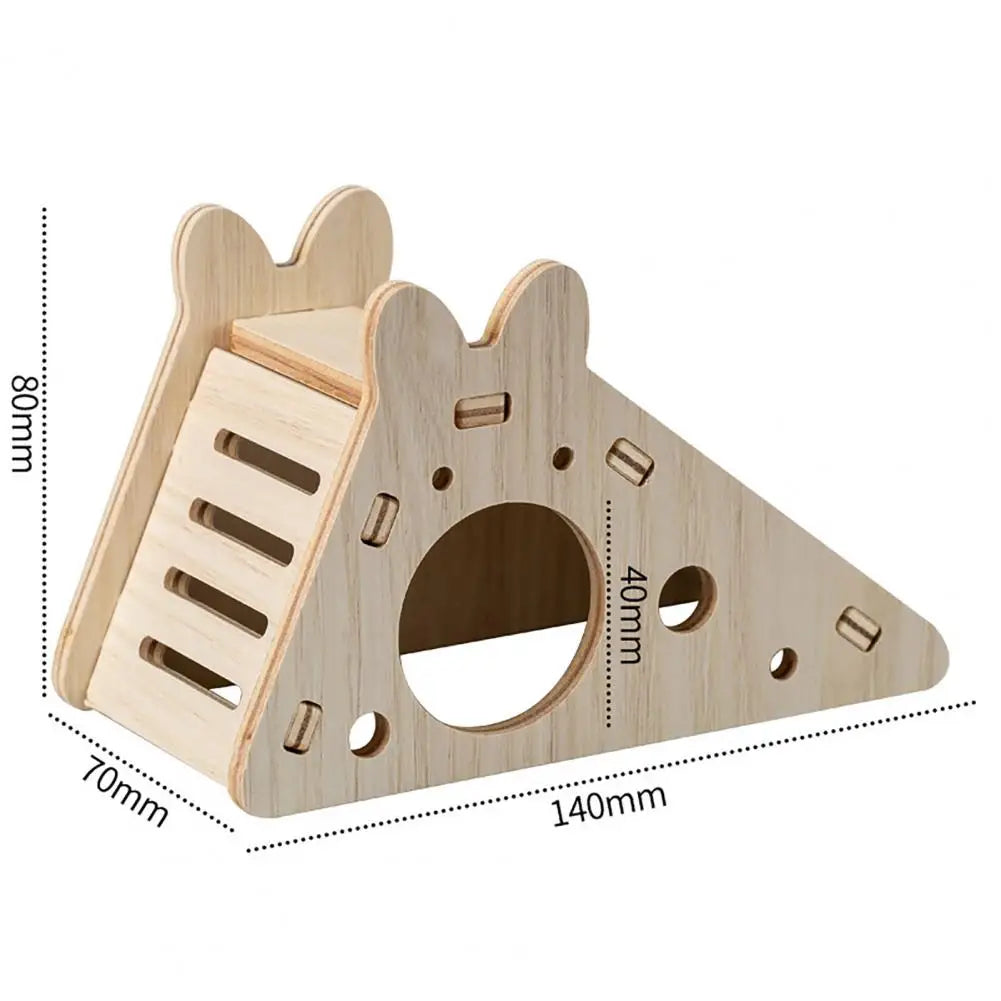 Wooden Hamster House Swing Sleeping Nest, Multi-Holes, Breathable Double Layer, Fun Toys, Small Pet Supplies