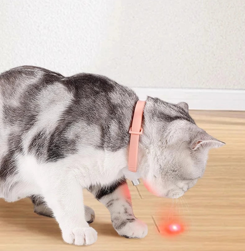 Smart Cat Toy LED Laser Cat Teasing Toy USB Rechargeable Cat Toy Adjustable Magic Cat Collar Kitten Playing Toy Cat Accessories
