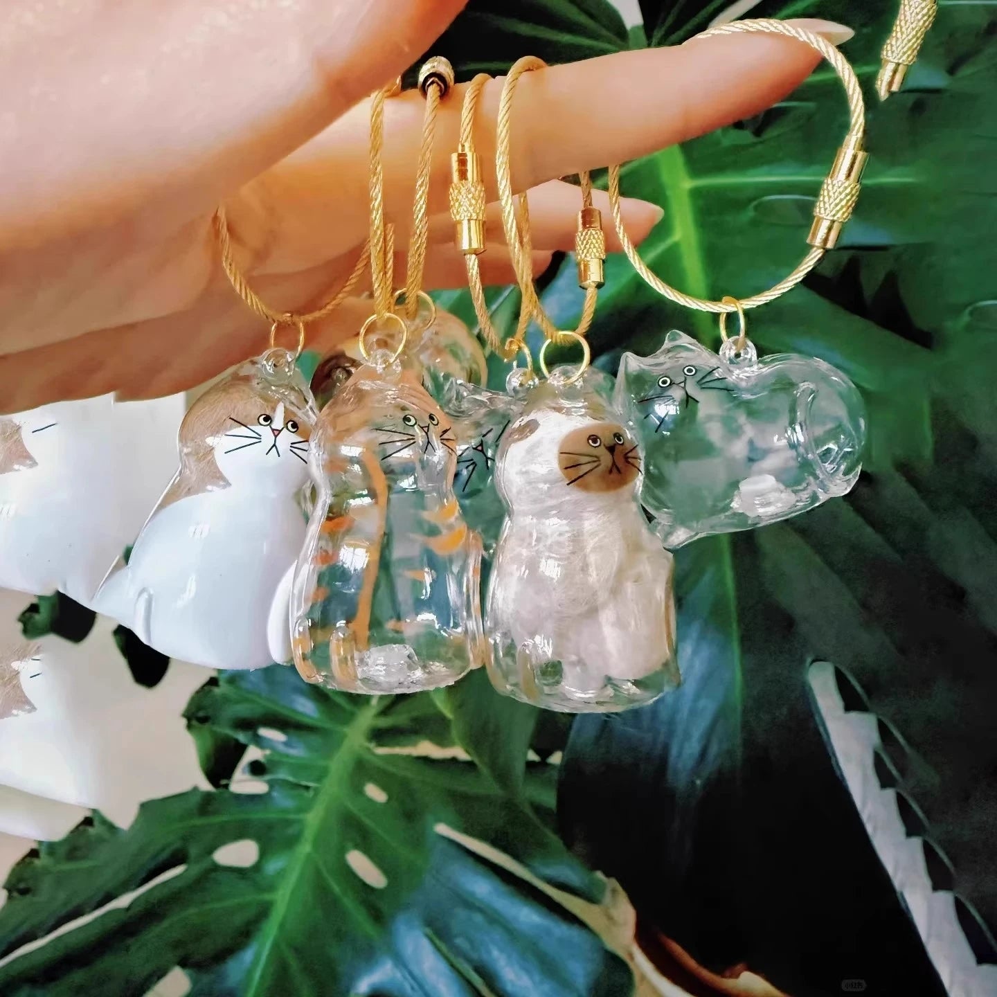 Stylish Cat Key Holder Fluffy Ball Hair Collector Transparent Case Fashionable Pet Accessories for Kitty Owners