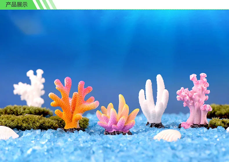 수족관 Simulation Resin Coral Ornaments Fish Tank Artificial Desktop Adornment Cute DIY Aquarium Background Landscape Decoration