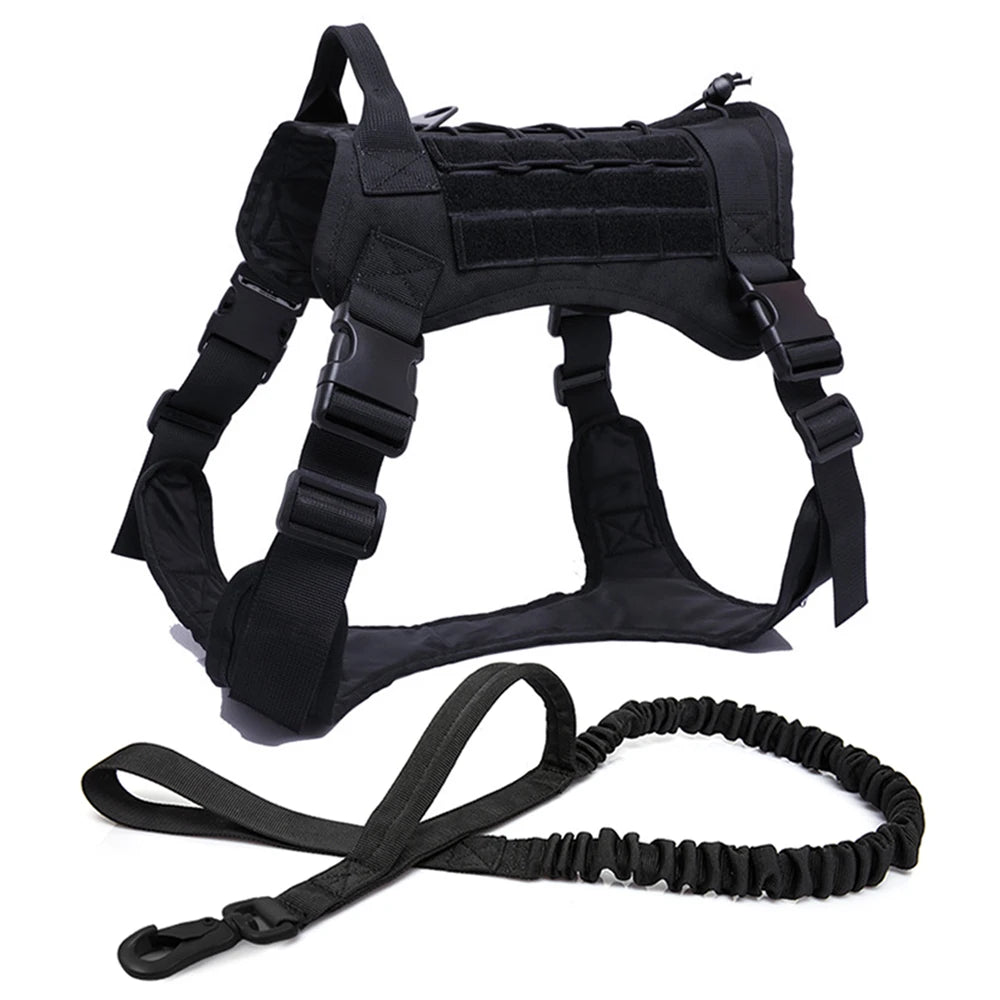 Tactical Dog Harness Leash Collar for Medium Large Dogs Military Pet Vest Adjustable Service Dog Harnesses For Training Walking