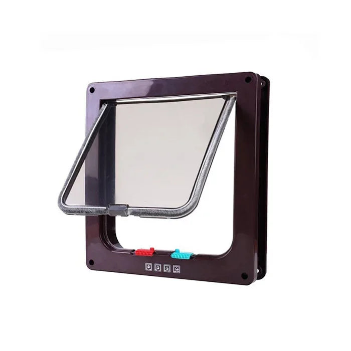 Dog Cat Flap Door with 4 Way Security Lock Flap Door for Dog Cats Kitten ABS Plastic Small Pet Gate Door Kit Cat Dogs Flap Doors