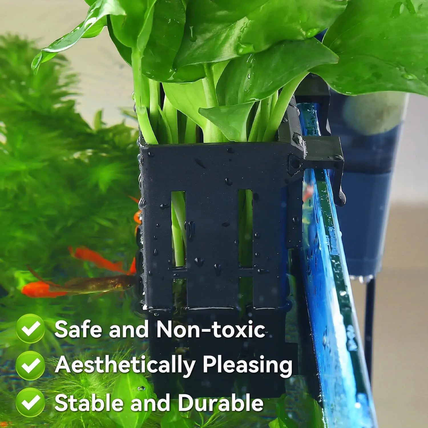 3pcs Aquarium Plant Holder with Hooks and Suction Cups for Fish Tank Aquaponic Plant Cultivation and Aquascape Decorations