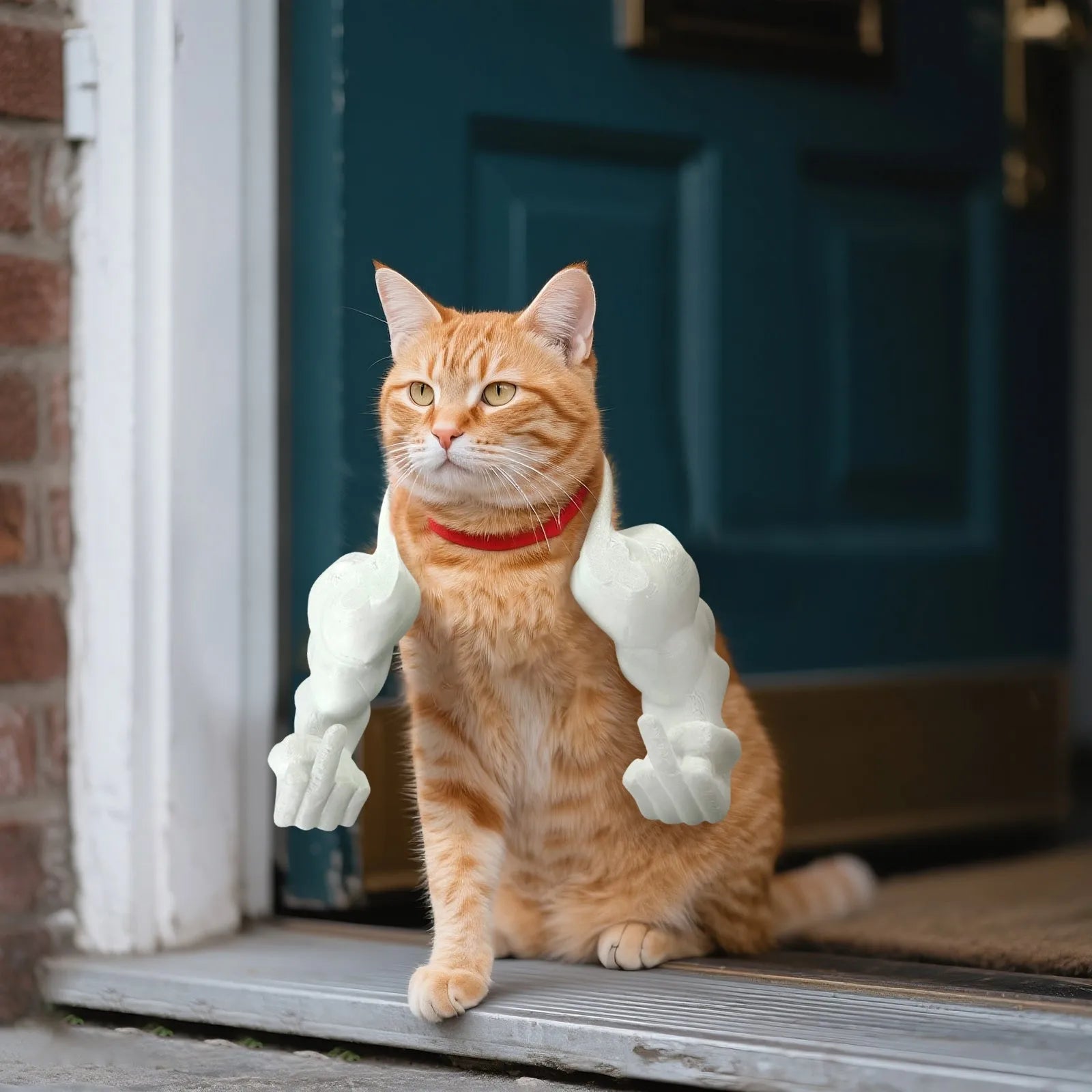 New Funny Cat Muscle Arms 3D Printing Realistic Cat Cosplay Muscle Arms Creative Pet Cosplay Props Cat Costume