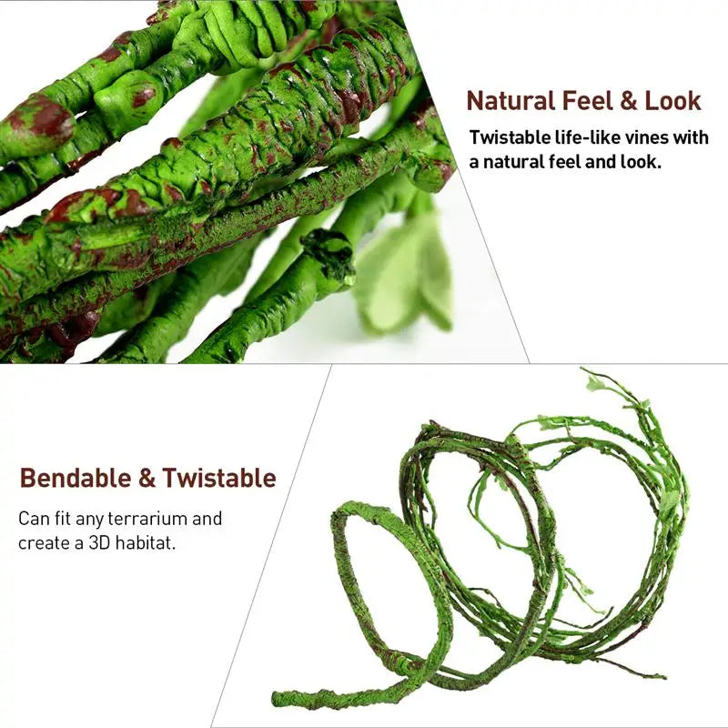 Reptile Landscaping Vine Fake Branches Rainforest Foam Rattan Terrarium Decor Habitat Decoration for Lizard Chameleon