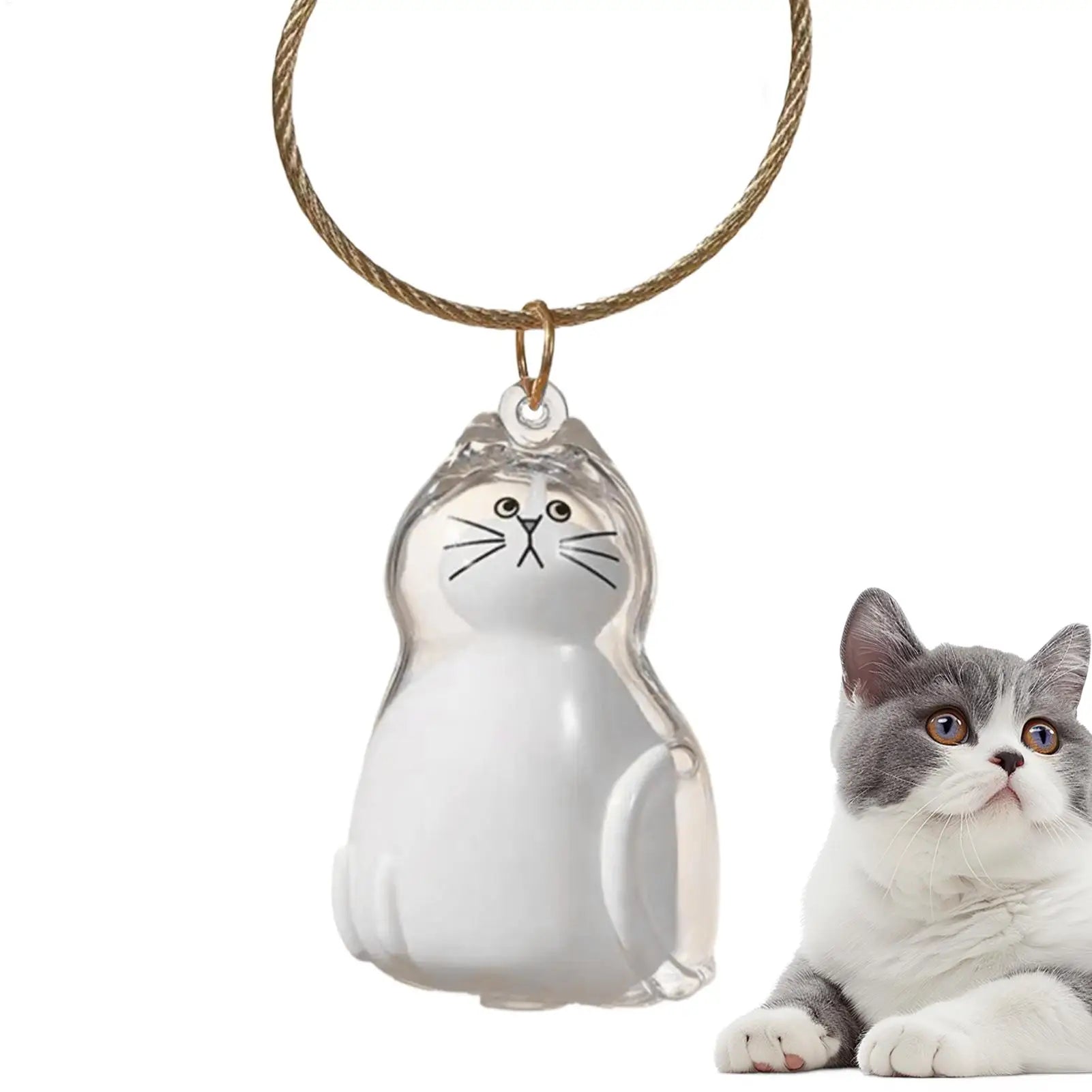 2025 Kawaii Transparent Cat Keychain Hair Storage Bottle Capsule Toys Pet Fur Keepsake Collection Box Cute Birthday Souvenir