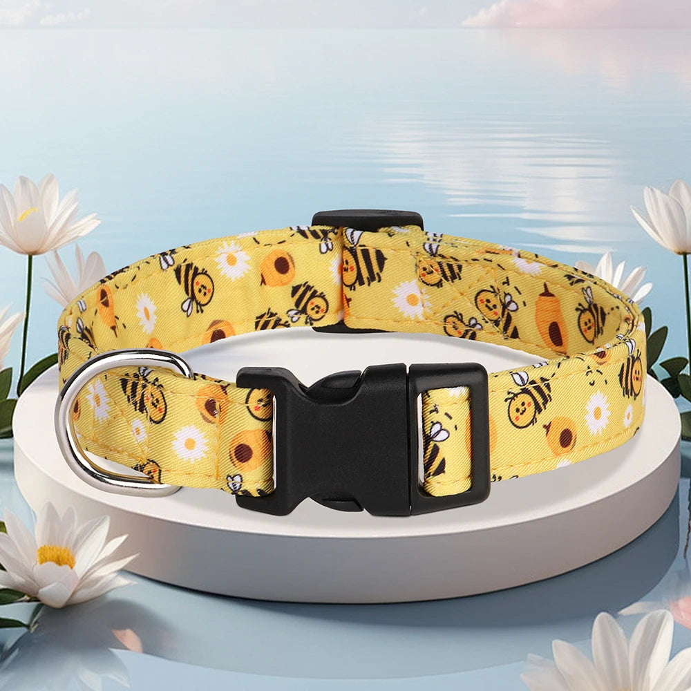 Nylon Dog Collar Cute Printed Dog Collars Spring Summer Pet Puppy Necklace Adjustable For Small Medium Large Dogs Chihuahua Pug