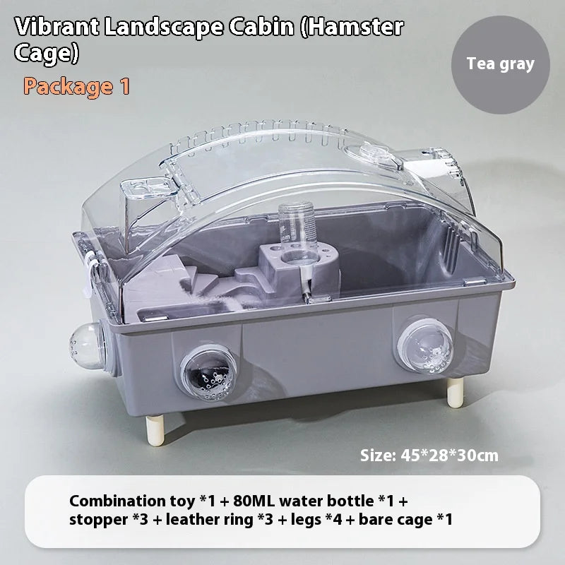 Large Transparent Hamster Cage Double Layer 45 Basic Enclosure Gerbil House for Small Pets with Ventilation Design hamster
