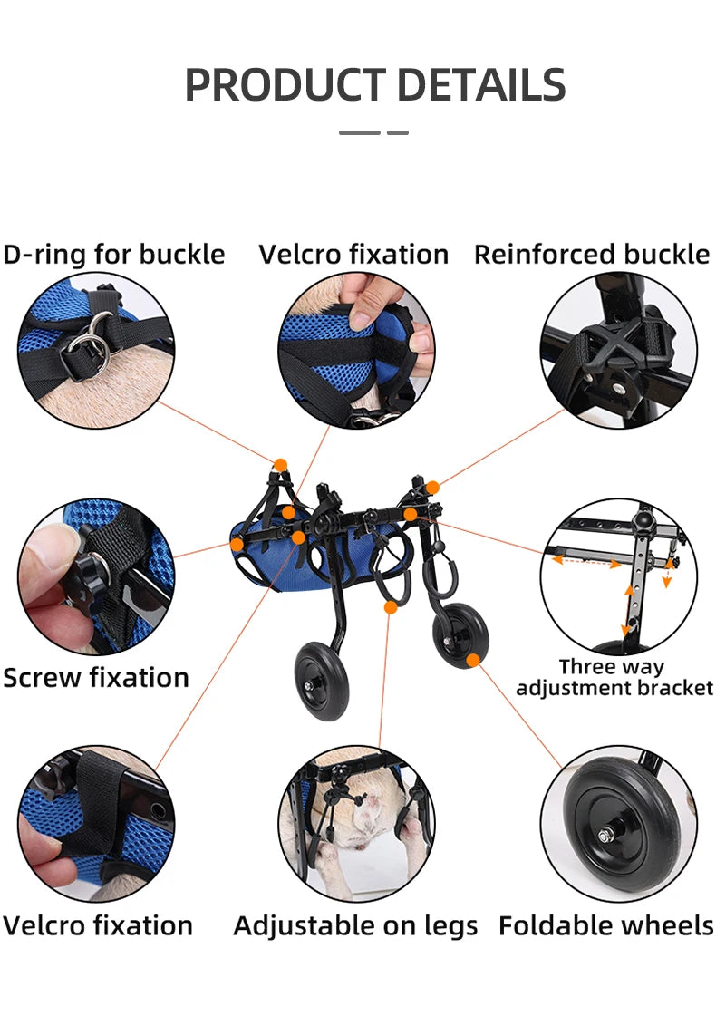Pet Wheelchair Cart Adjustable Pet Mobility Aids with Wheels Disabled Cat Dog Rehabilitation Walking Mobility Aid Troll