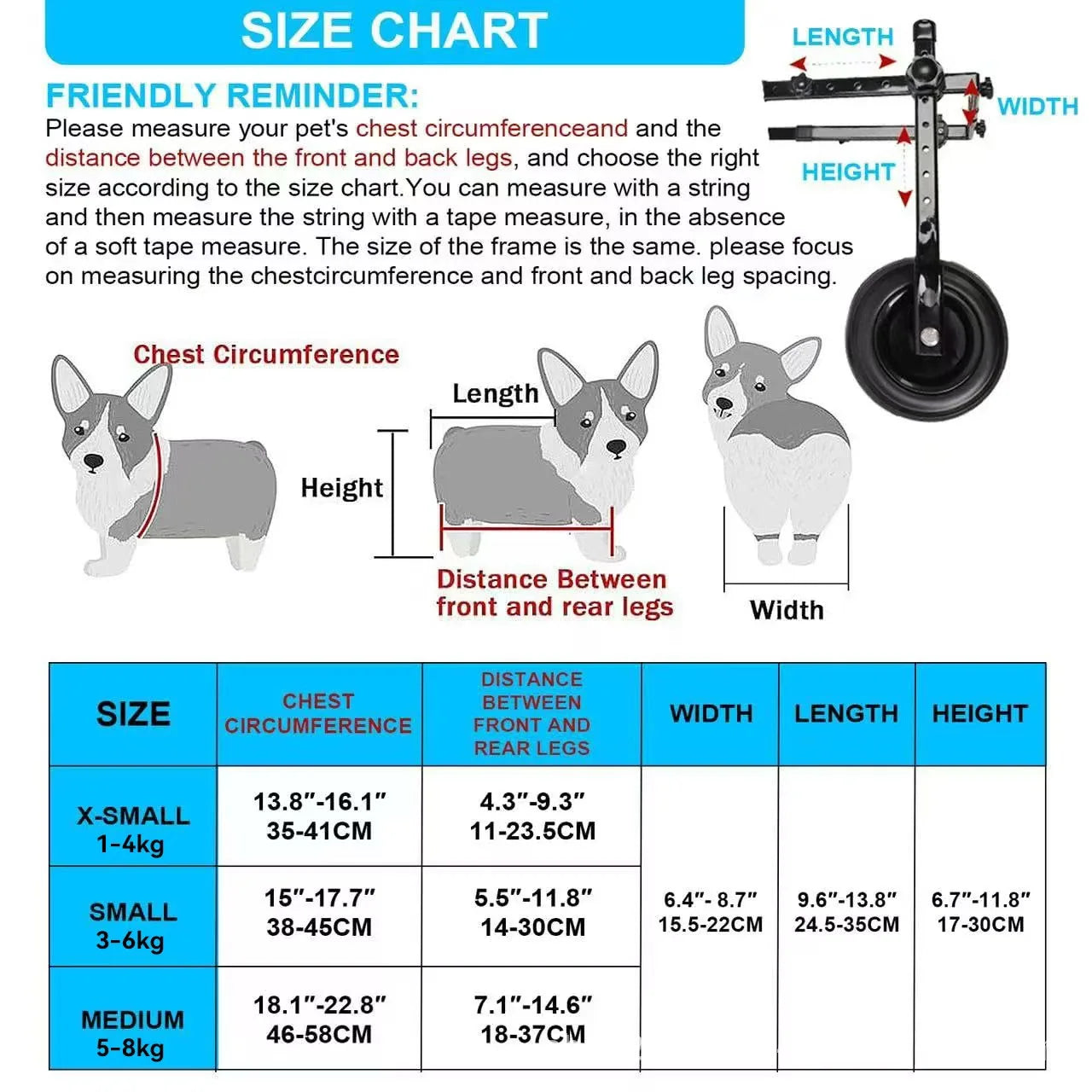 Pet Wheelchair Cart Adjustable Pet Mobility Aids with Wheels Disabled Cat Dog Rehabilitation Walking Mobility Aid Troll