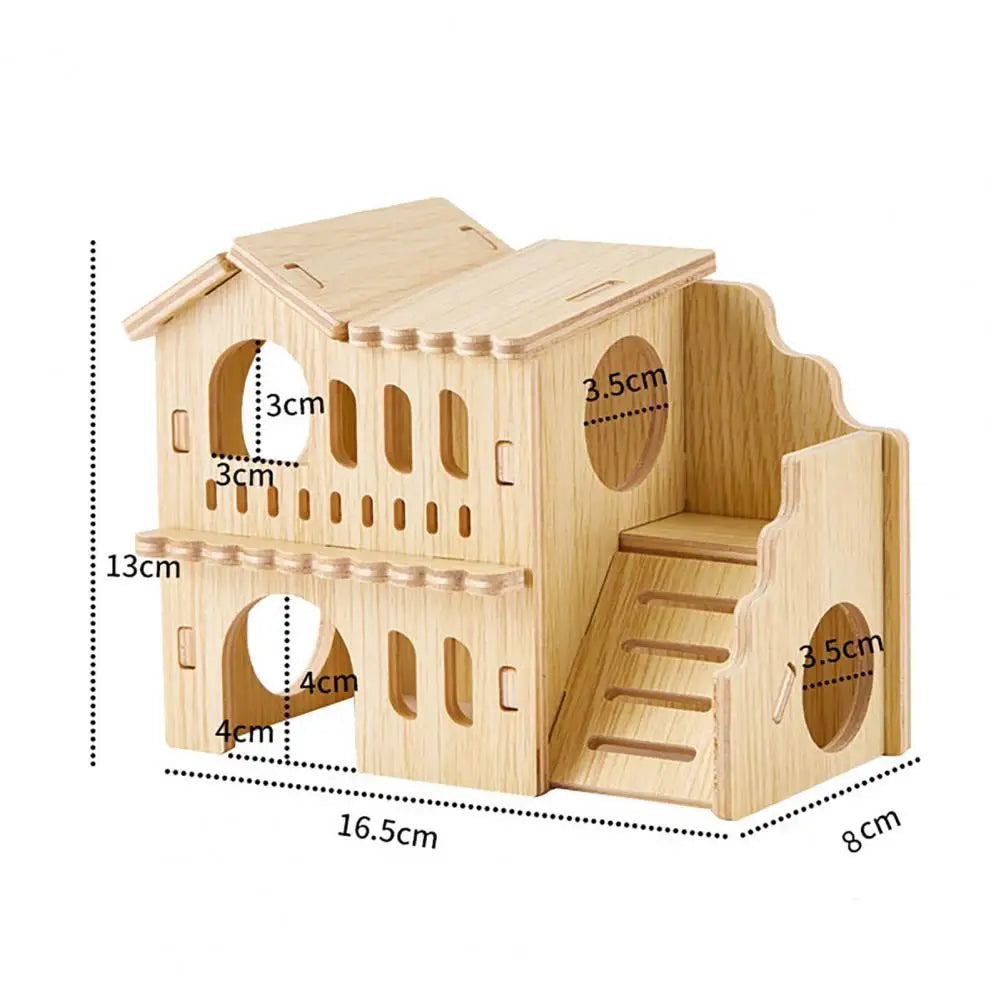 Wooden Hamster House Swing Sleeping Nest, Multi-Holes, Breathable Double Layer, Fun Toys, Small Pet Supplies