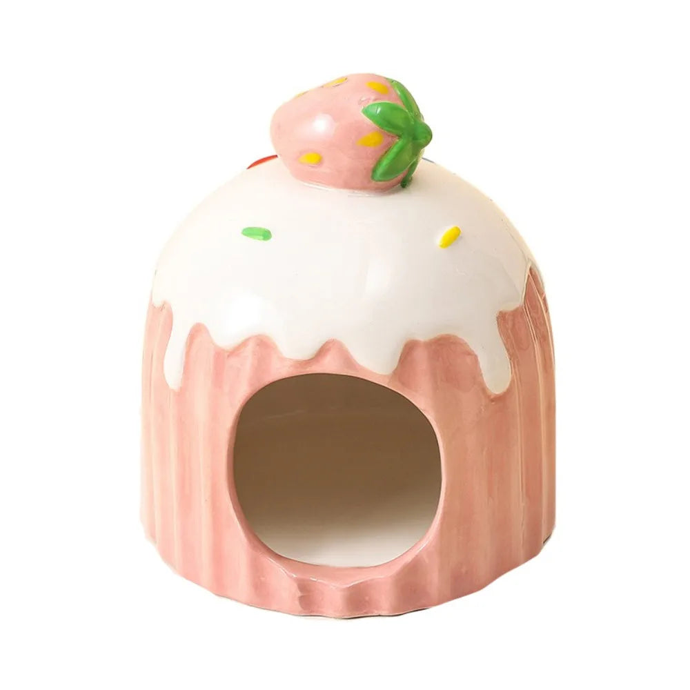 Pet Products Ceramic Hamster Nest Cake Shaped Cute Pet Small House Creative Cooling Hamster Bed Bird