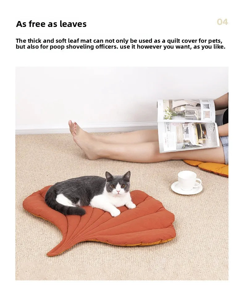 Leaf Shape Pet Mat Cotton Thickened Cat Dog Bed Cushion Four Season Soft Sleeping Pad for Crate Kennel Sofa Floor Use
