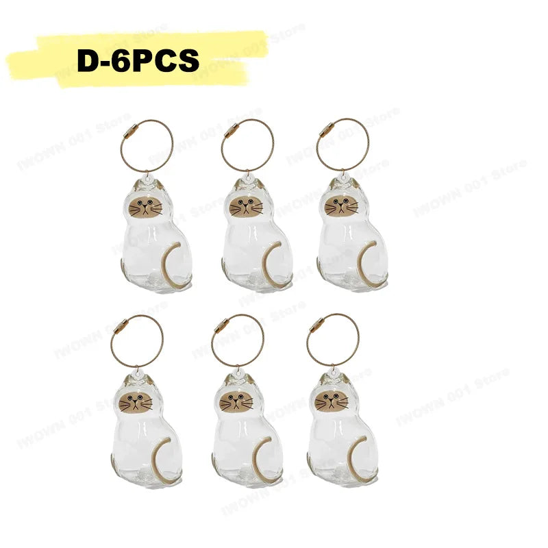 Cat Hair Storage Box Memorial Keychain Transparent Pet Fur Storage Container Hanging Cat Keychain Pendant for Pet Lovers
