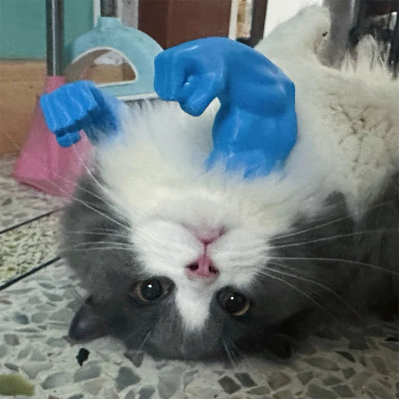Funny Cat Muscle Arm Clothing Decoration Props 3D Printed Pet Interactive Neck Hanging Toy Role-playing Accessories Birthday Toy