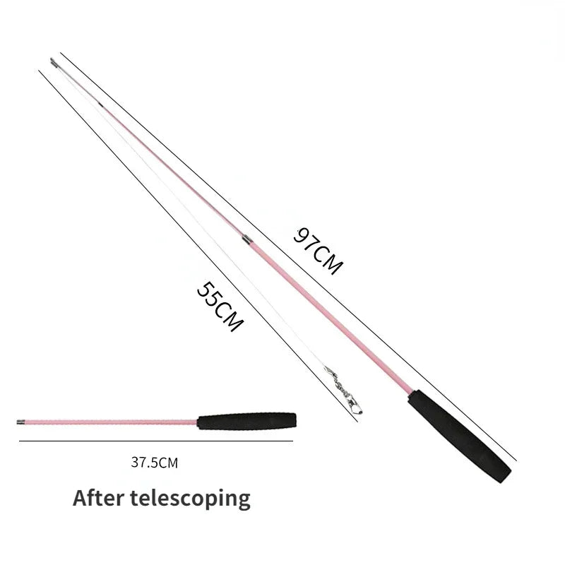 Cat Teaser Wands Three-section Telescopic Fishing Pole Wand Kitten Funny Catcher Teaser Stick Rod Interactive Stick Teaser Toys