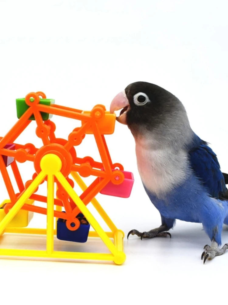 Bird Foraging Toys Creative Parrot Feeder Rotate Training Toys Intelligence Growth Cage Colorful Pecking Windmill Toy