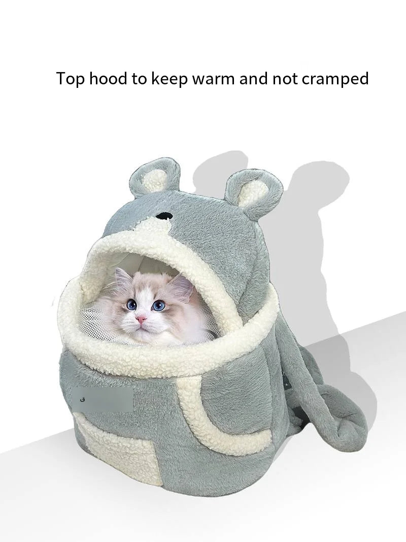 Pet bag winter warm thick plush chest double shoulder go out portable bag than bear teddy cat bag dog bag