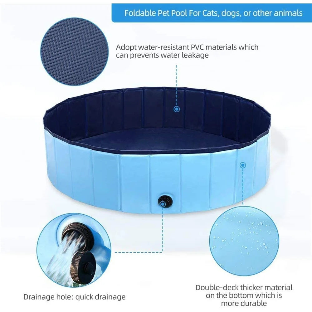 Pet Swimming Pool Foldable Summer Swimming Pool Outdoor Non-slip Pet Bath Pet Cleaning Water Basin Pet Supplies 50/80/120/160cm