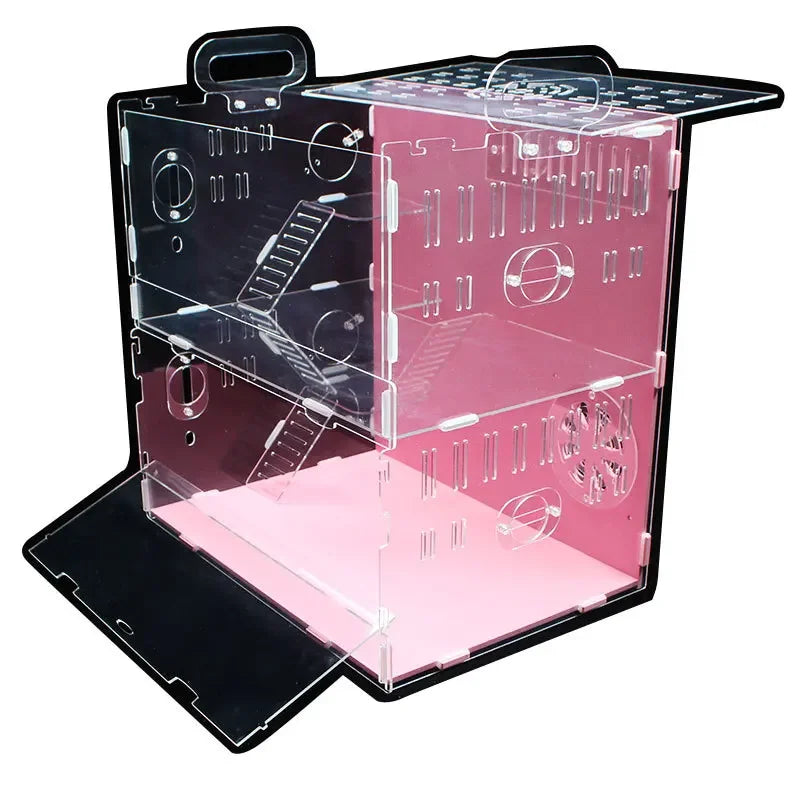 Acrylic Hamster Cage Transparent Single/Double/ Three Layer Villa Guinea Pig Golden Silk Bear Empty Cage Supplies Small Pet Nest