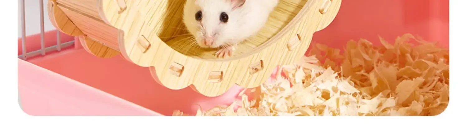 Luxury Hamster Cage Large Space Villa Two Layer Platform Small Animal Hedgehogs Guinea Pig House Stairs Running Wheel Toy Set