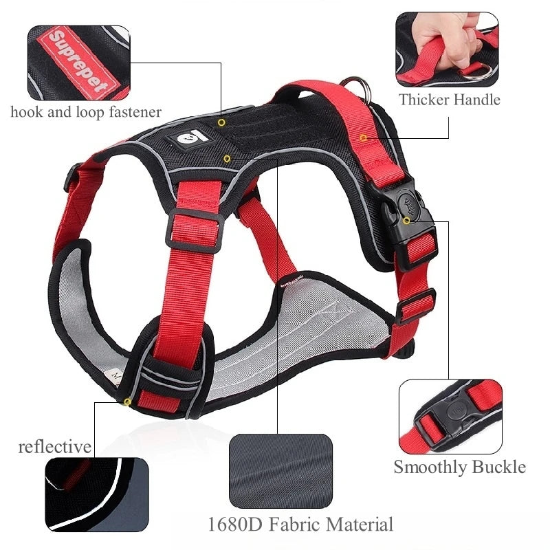 Reflective Dog Harness 1680D Waterproof Oxford Harness for Large Dogs Pet Shop Tactical Vest Harnesses Medium Dog Accessories