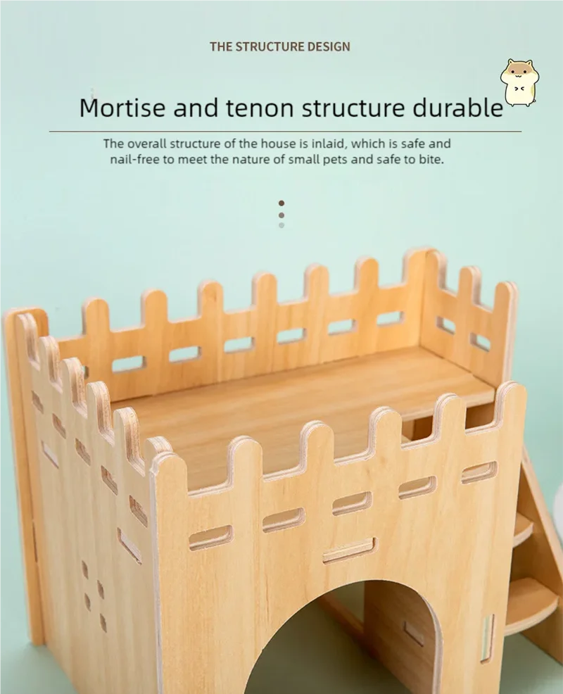 Hamster Sleeping Wooden House Hamster Cage Golden Bear Cage Single Floor Villa Supplies